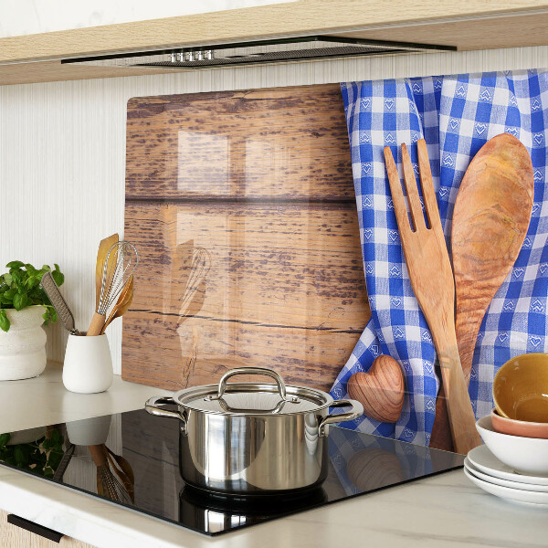 Glass kitchen board Kitchen theme with wooden accessories