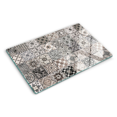 Glass kitchen board Tile patterns in shades of gray