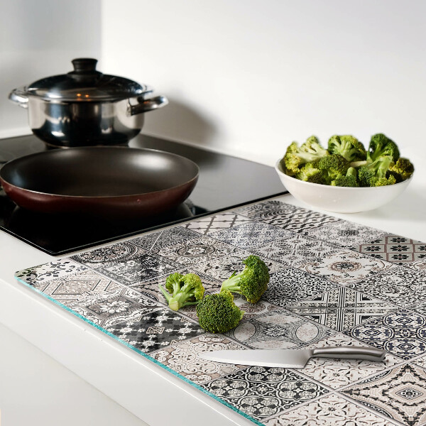 Glass kitchen board Tile patterns in shades of gray