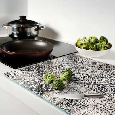 Glass kitchen board Tile patterns in shades of gray