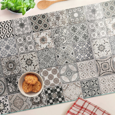Glass kitchen board Tile patterns in shades of gray