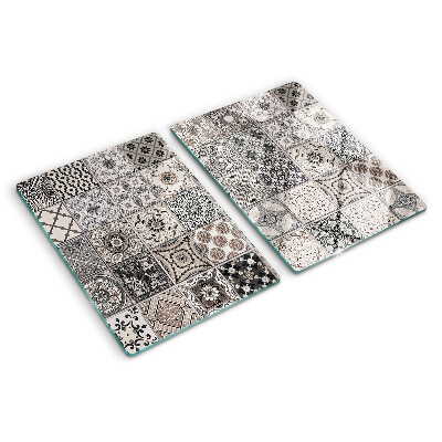 Glass kitchen board Tile patterns in shades of gray