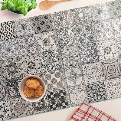 Glass kitchen board Tile patterns in shades of gray