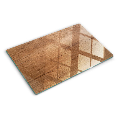 Chopping board glass Wood with window reflection