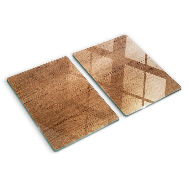 Chopping board glass Wood with window reflection