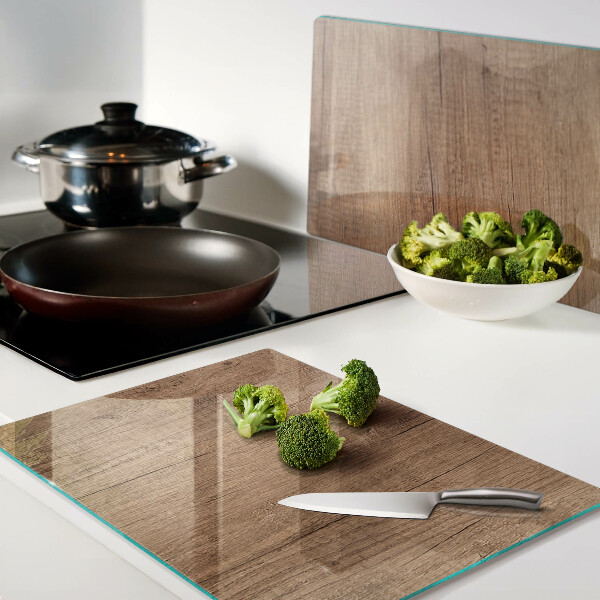 Chopping board glass Wood with window reflection