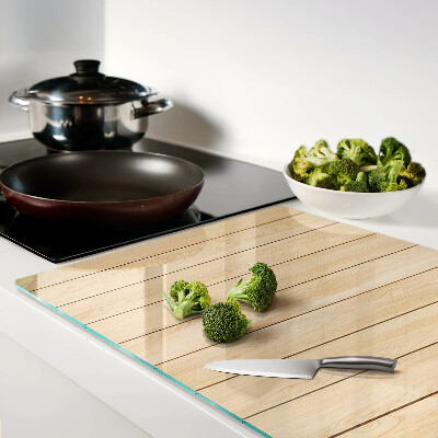 Glass chopping board Light-colored wooden board