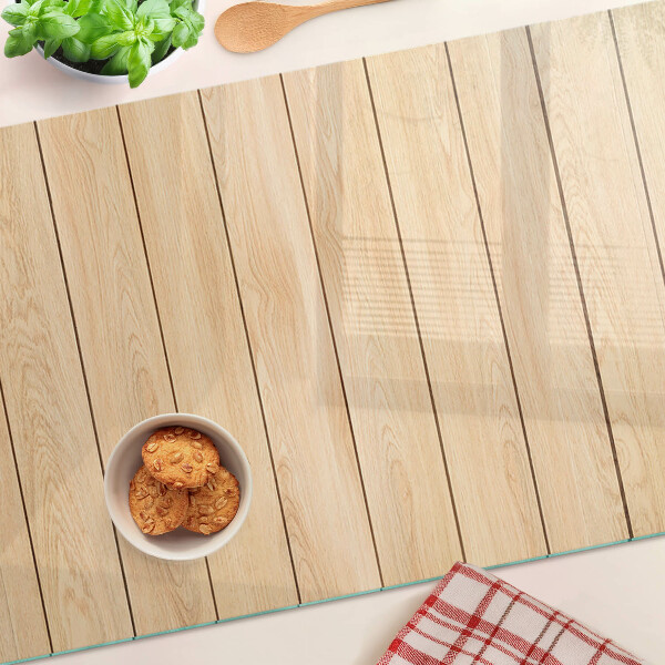 Glass chopping board Light-colored wooden board