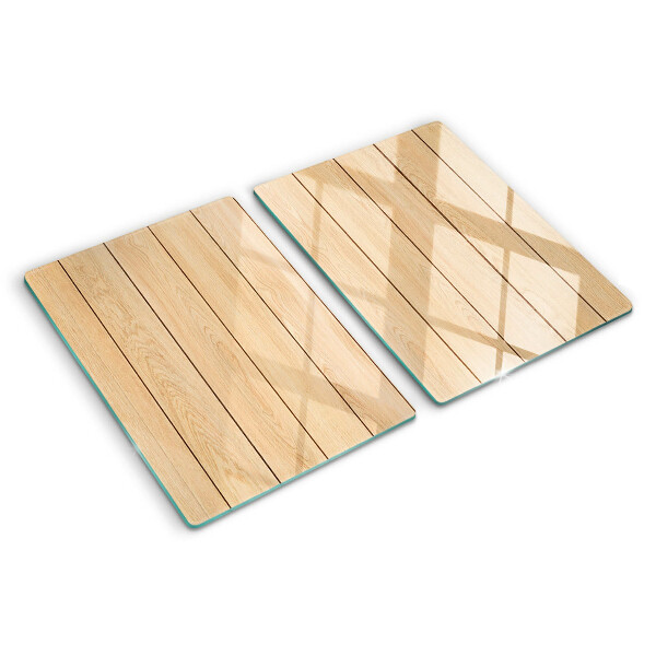 Glass chopping board Light-colored wooden board