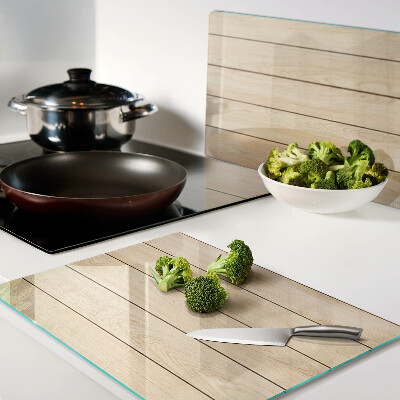 Glass chopping board Light-colored wooden board