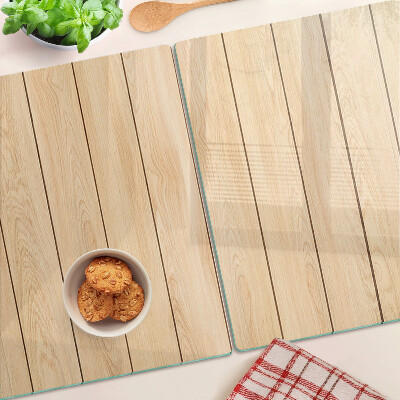 Glass chopping board Light-colored wooden board