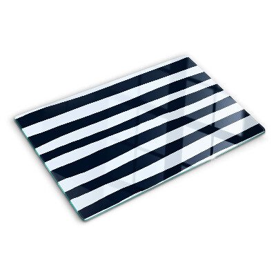 Glass cutting board Vertical stripes in navy blue and white