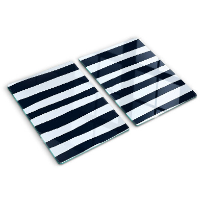 Glass cutting board Vertical stripes in navy blue and white