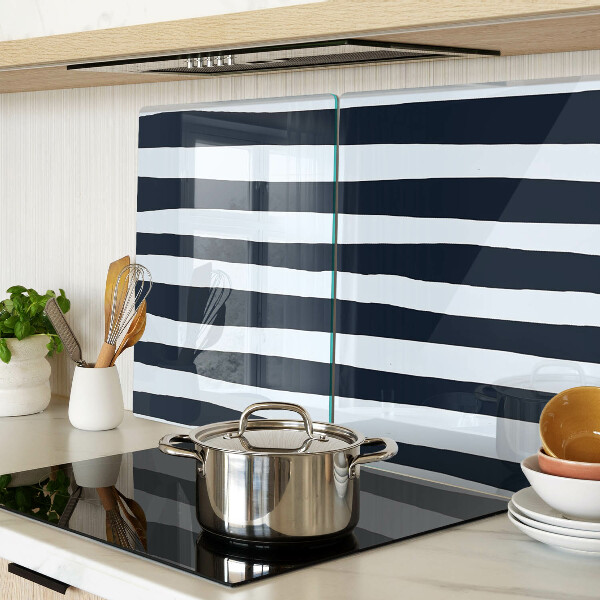 Glass cutting board Vertical stripes in navy blue and white