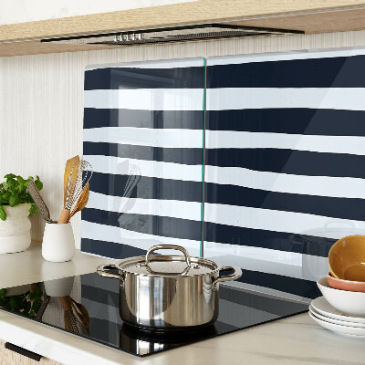 Glass cutting board Vertical stripes in navy blue and white