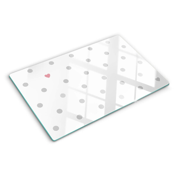 Glass kitchen board Dots and a heart