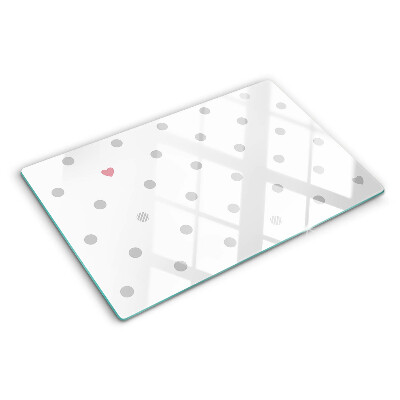 Glass kitchen board Dots and a heart