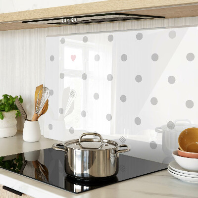 Glass kitchen board Dots and a heart