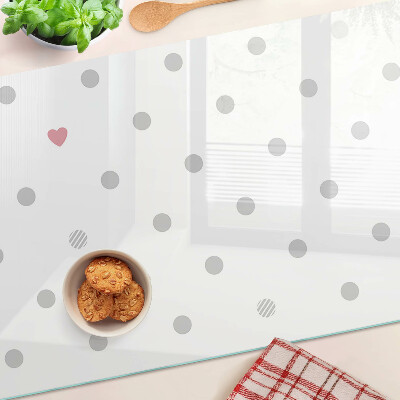 Glass kitchen board Dots and a heart