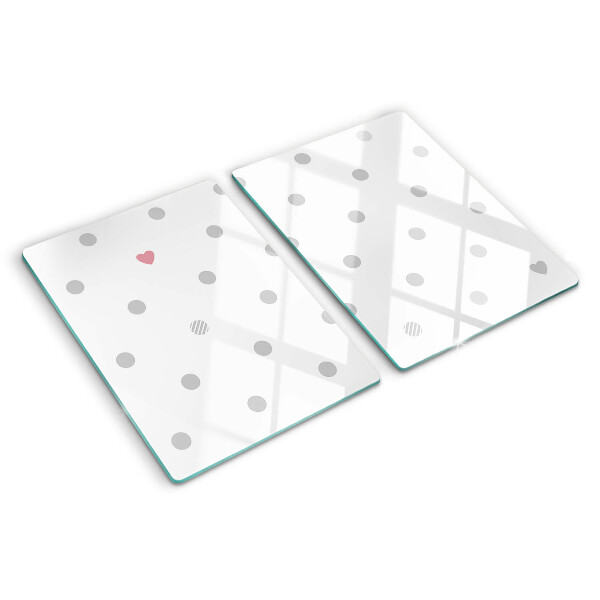 Glass kitchen board Dots and a heart