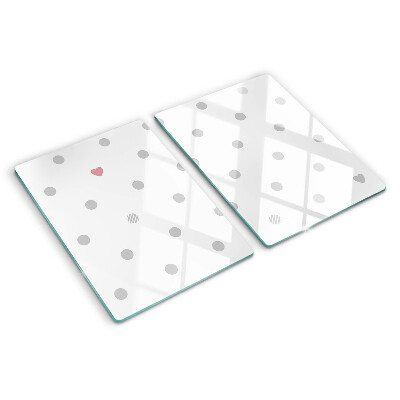 Glass kitchen board Dots and a heart