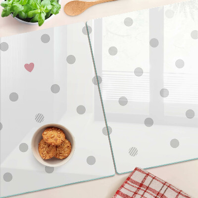 Glass kitchen board Dots and a heart