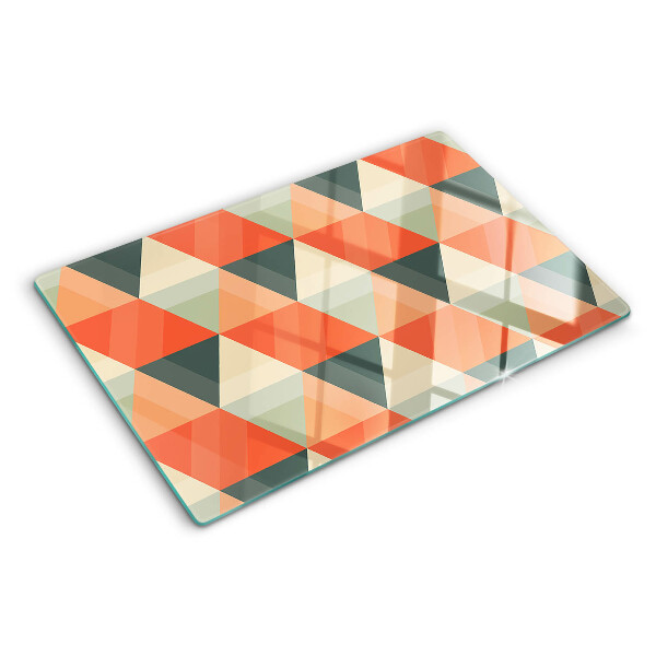 Glass chopping board Triangles in shades of orange