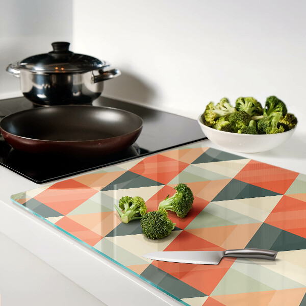 Glass chopping board Triangles in shades of orange