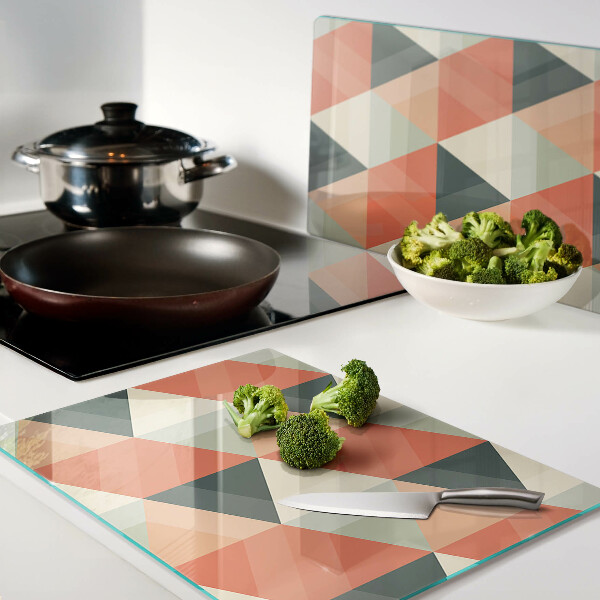 Glass chopping board Triangles in shades of orange