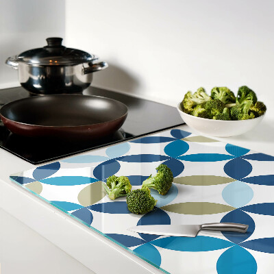 Glass cutting board Geometric leaves in different colors