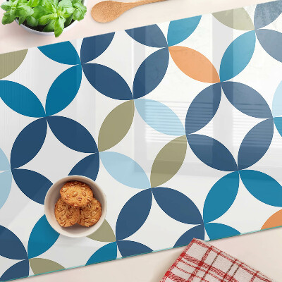 Glass cutting board Geometric leaves in different colors