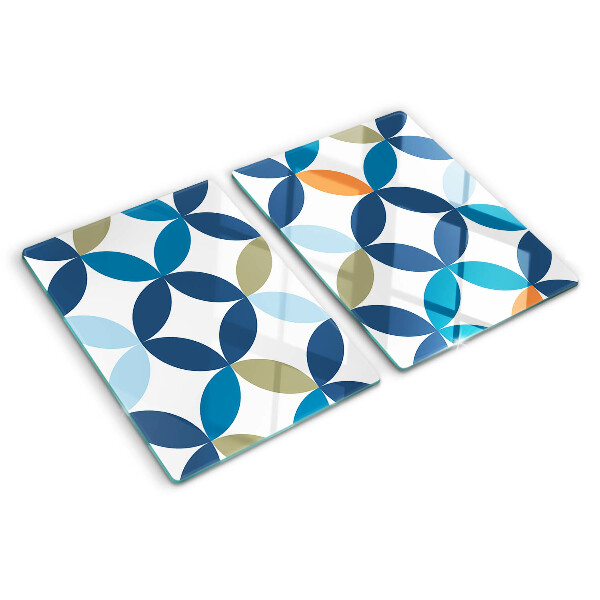 Glass cutting board Geometric leaves in different colors