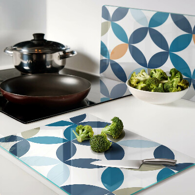 Glass cutting board Geometric leaves in different colors