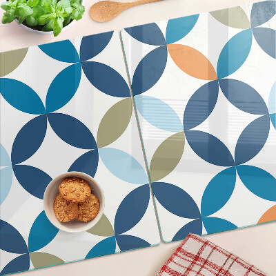 Glass cutting board Geometric leaves in different colors