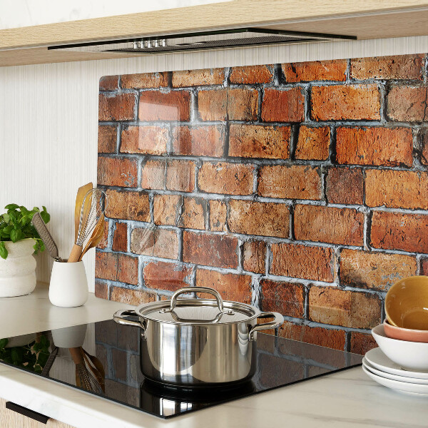 Glass kitchen board Brick wall