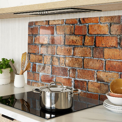 Glass kitchen board Brick wall