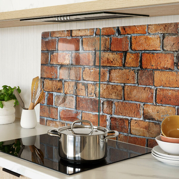 Glass kitchen board Brick wall