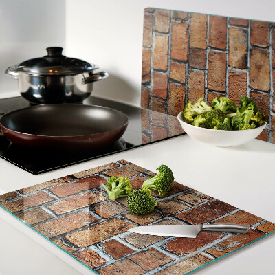 Glass kitchen board Brick wall