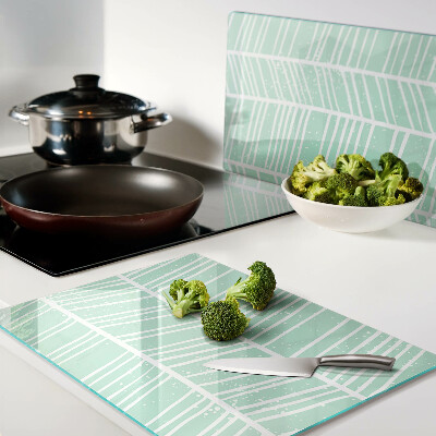 Chopping board Green stripes with white lines