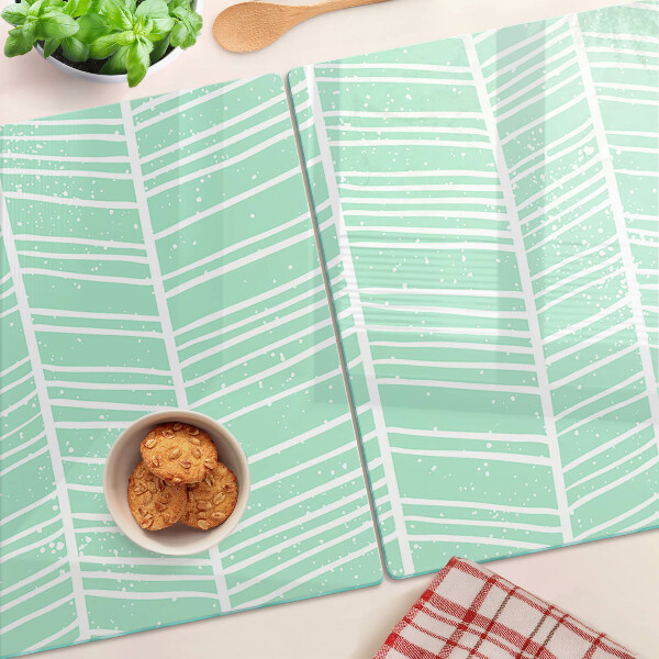Chopping board Green stripes with white lines
