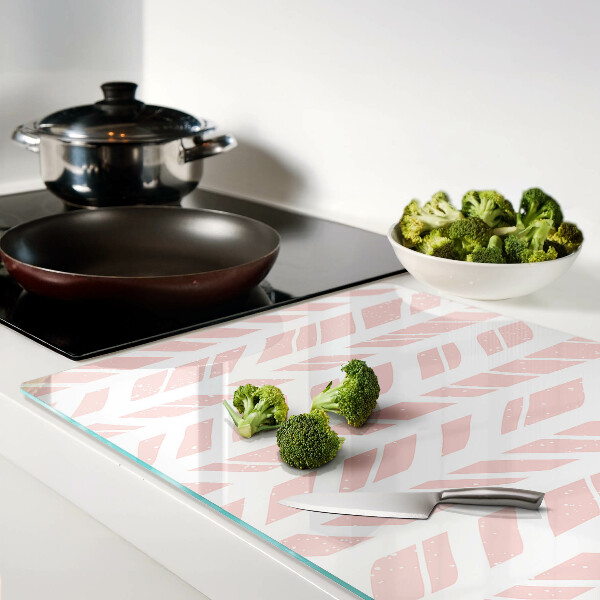 Chopping board glass Leaves in a pink shade