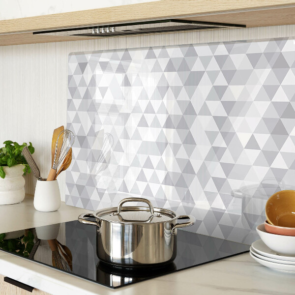 Glass kitchen board Triangle motif in shades of gray