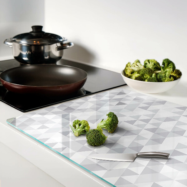 Glass kitchen board Triangle motif in shades of gray