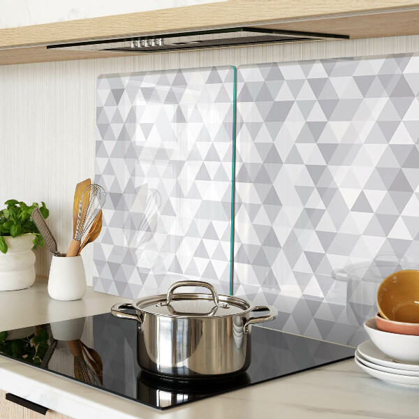 Glass kitchen board Triangle motif in shades of gray