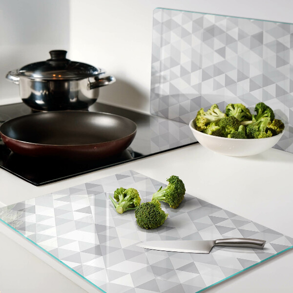 Glass kitchen board Triangle motif in shades of gray