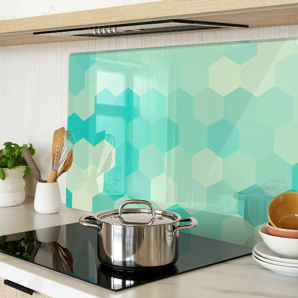 Cutting board Hexagonal pattern in shades of turquoise