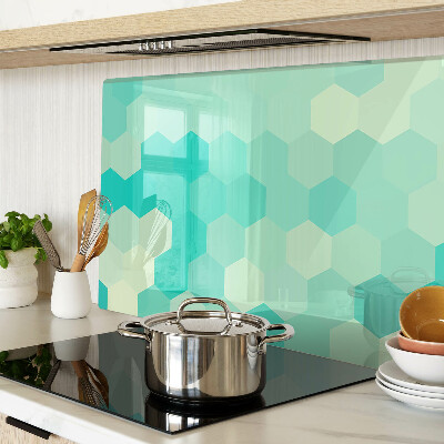 Cutting board Hexagonal pattern in shades of turquoise
