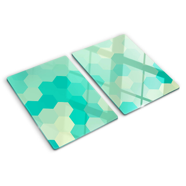Cutting board Hexagonal pattern in shades of turquoise
