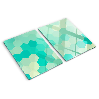 Cutting board Hexagonal pattern in shades of turquoise