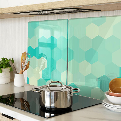 Cutting board Hexagonal pattern in shades of turquoise